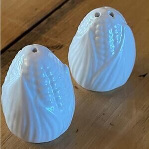 Vintage White Ceramic Corn on the cob salt & Pepper shakers. Farm House.